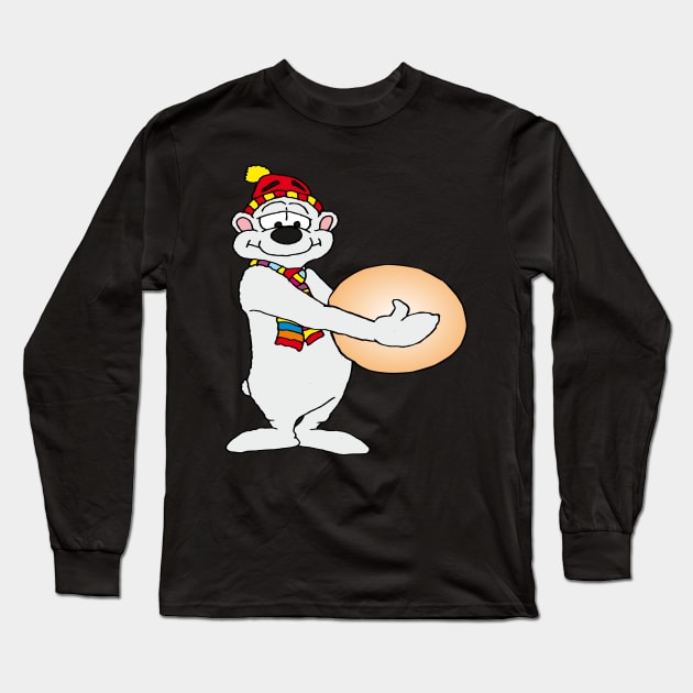 polar bear with ball Long Sleeve T-Shirt by drawn freehand